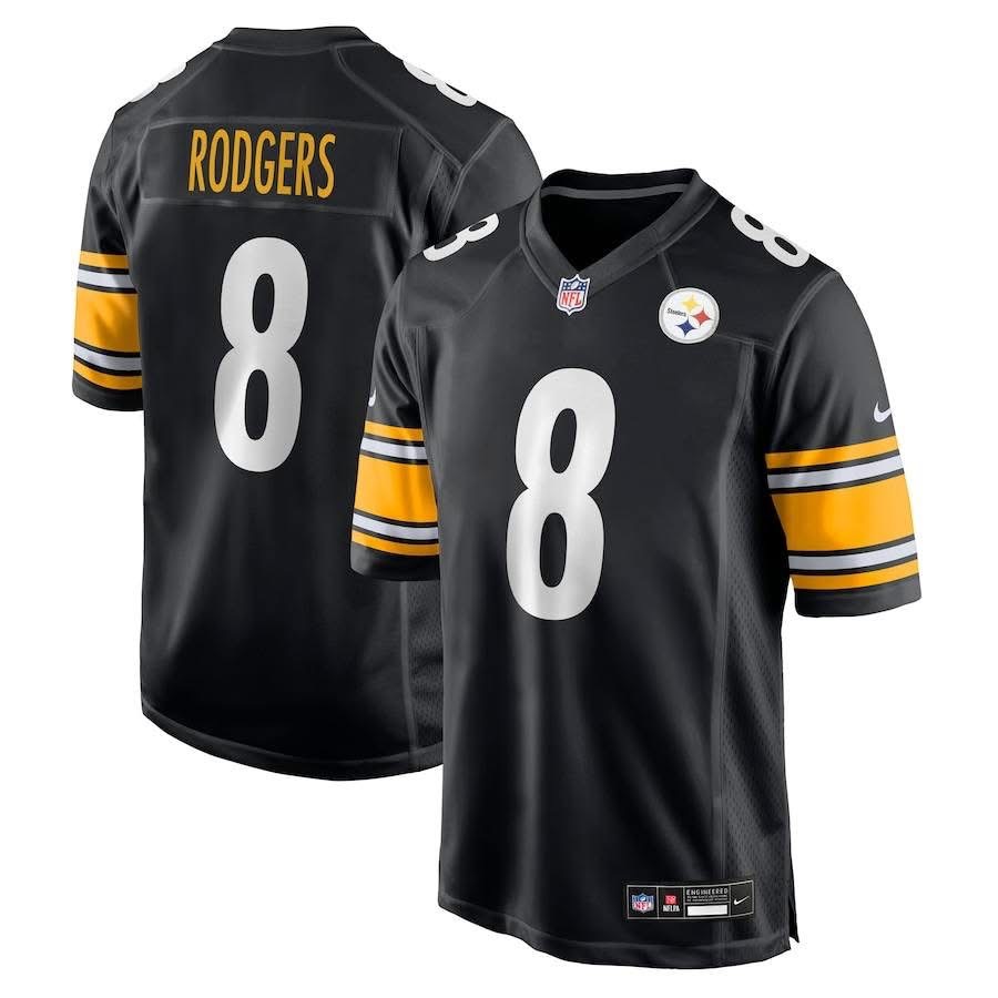 Camiseta Nike de Aaron Rodgers para hombre, color negro, de los Pittsburgh Steelers