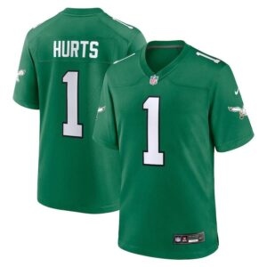 Camiseta de jugador de juego alternativo Nike Jalen Hurts Kelly Green Philadelphia Eagles para hombre