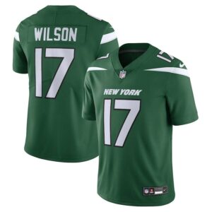 Garrett Wilson New York Jets Autographed Green Nike Elite Jersey with "1st NFL