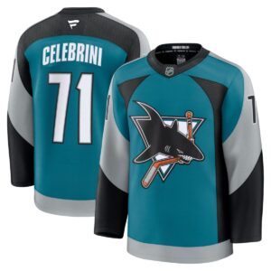 Camiseta premium alternativa de Macklin Celebrini de los San Jose Sharks Fanatics - Verde azulado
