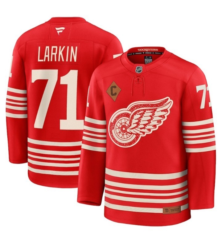Camiseta premium del Centenario de los Detroit Red Wings Fanatics de Dylan Larkin - Roja