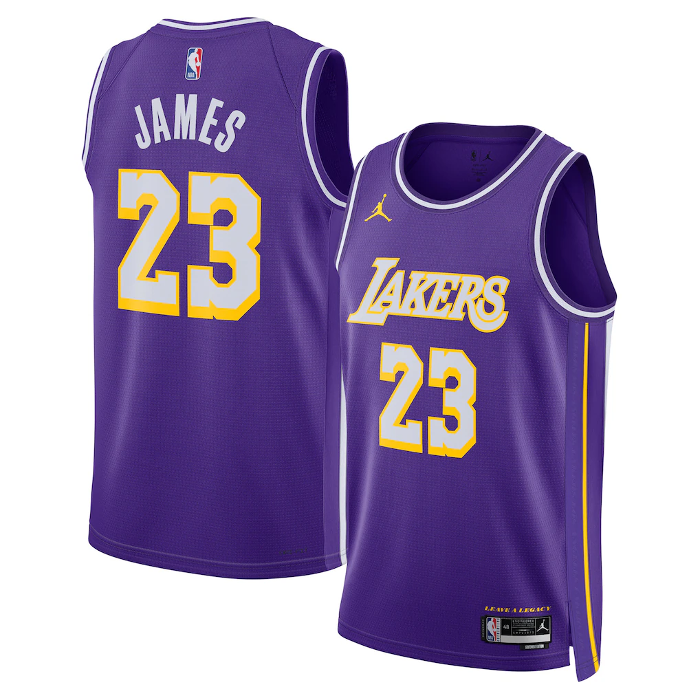 Camiseta deportiva Swingman de Los Angeles Lakers Lebron James #23 Jordan púrpura 2026