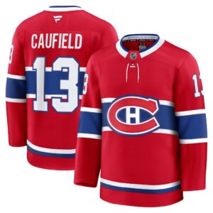 Camiseta premium de local Fanatics de los Montreal Canadiens de Cole Caufield - Roja