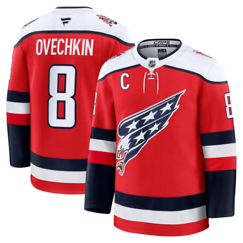 Camiseta premium alternativa de Alexander Ovechkin para fanáticos de Washington Capitals - Roja