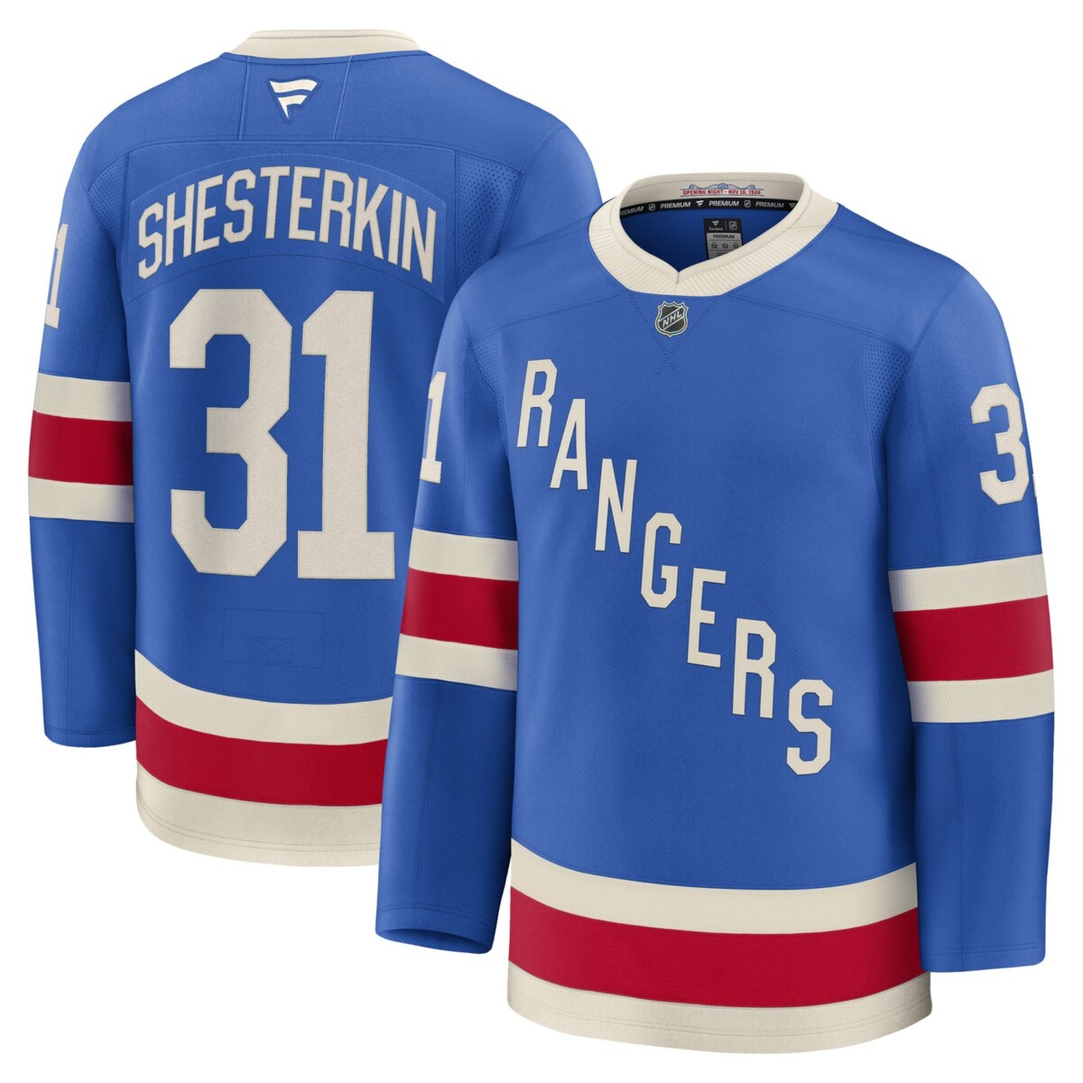 Camiseta premium del Centenario de los New York Rangers Fanatics de Igor Shesterkin - Azul