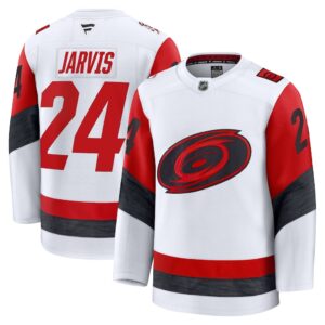 Camiseta premium de visitante de Seth Jarvis de los Carolina Hurricanes Fanatics - Blanca