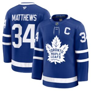 Camiseta premium de local con parche de capitán de los Toronto Maple Leafs de Auston Matthews - Azul