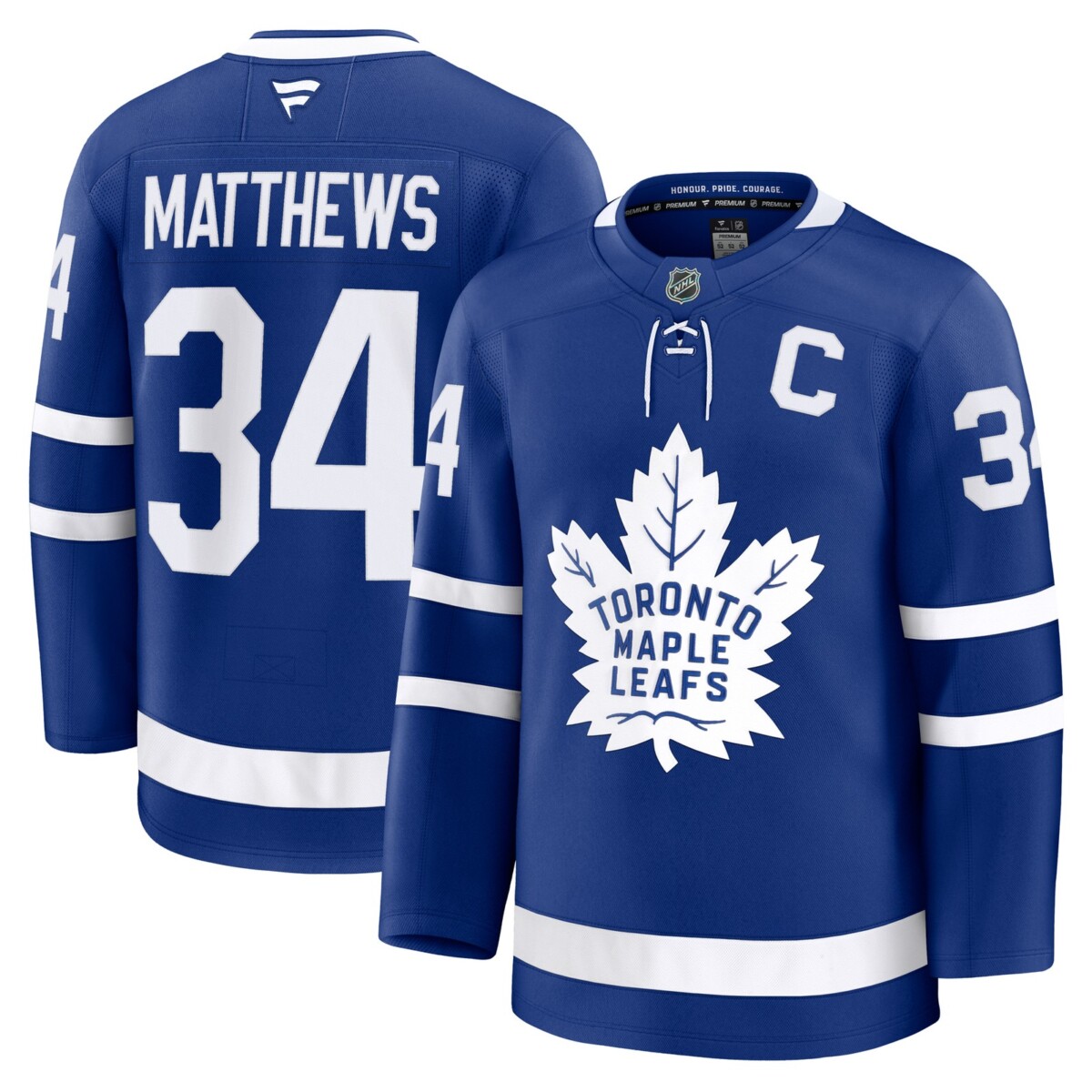 Camiseta premium de local con parche de capitán de los Toronto Maple Leafs de Auston Matthews - Azul