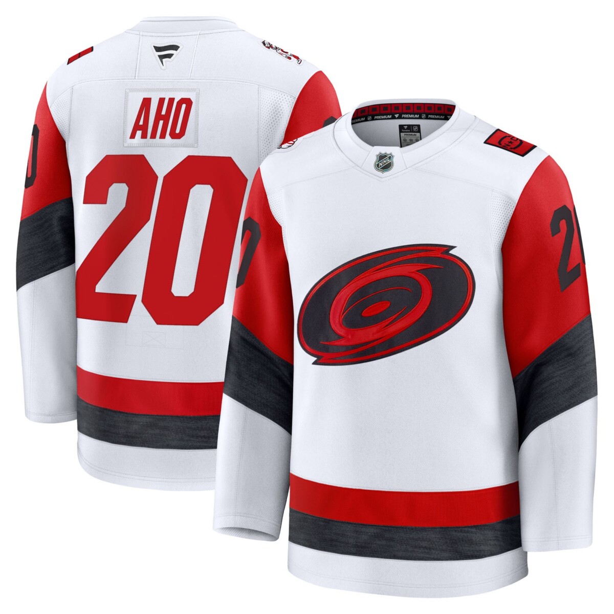 Camiseta premium de visitante de los Carolina Hurricanes de Sebastian Aho - Fanatics - Blanco