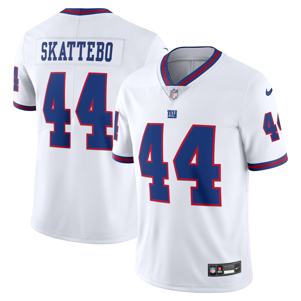 Camiseta Nike Vintage White Vapor Untouchable Stitched Limited de Cam Skattebo de los New York Giants - Blanca