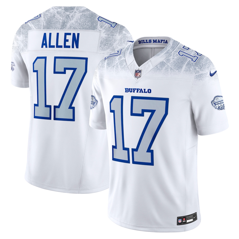 Camiseta de edición limitada con costuras de la colección Rivalries 2025 de Josh Allen de los Buffalo Bills de Nike - Blanca