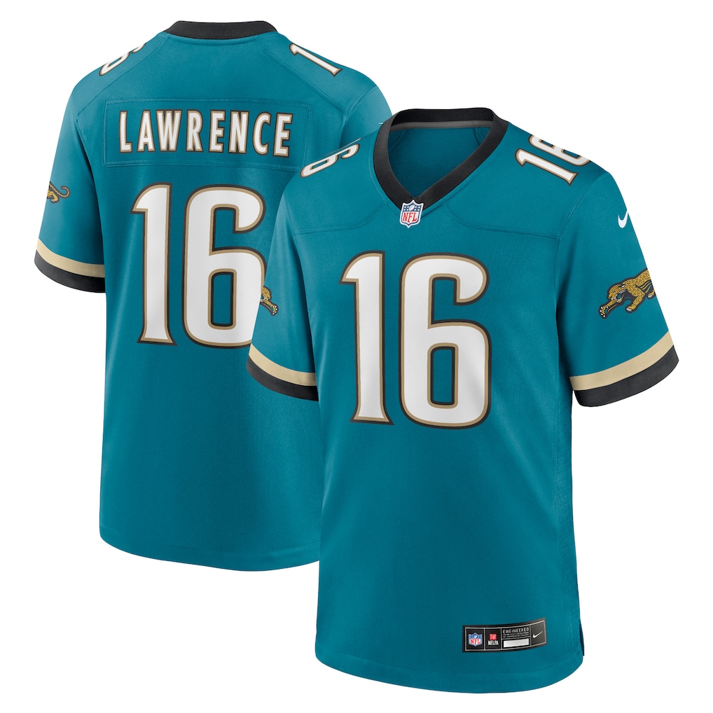 Camiseta retro de jugador Nike Prowler de los Jacksonville Jaguars de Trevor Lawrence, color verde azulado