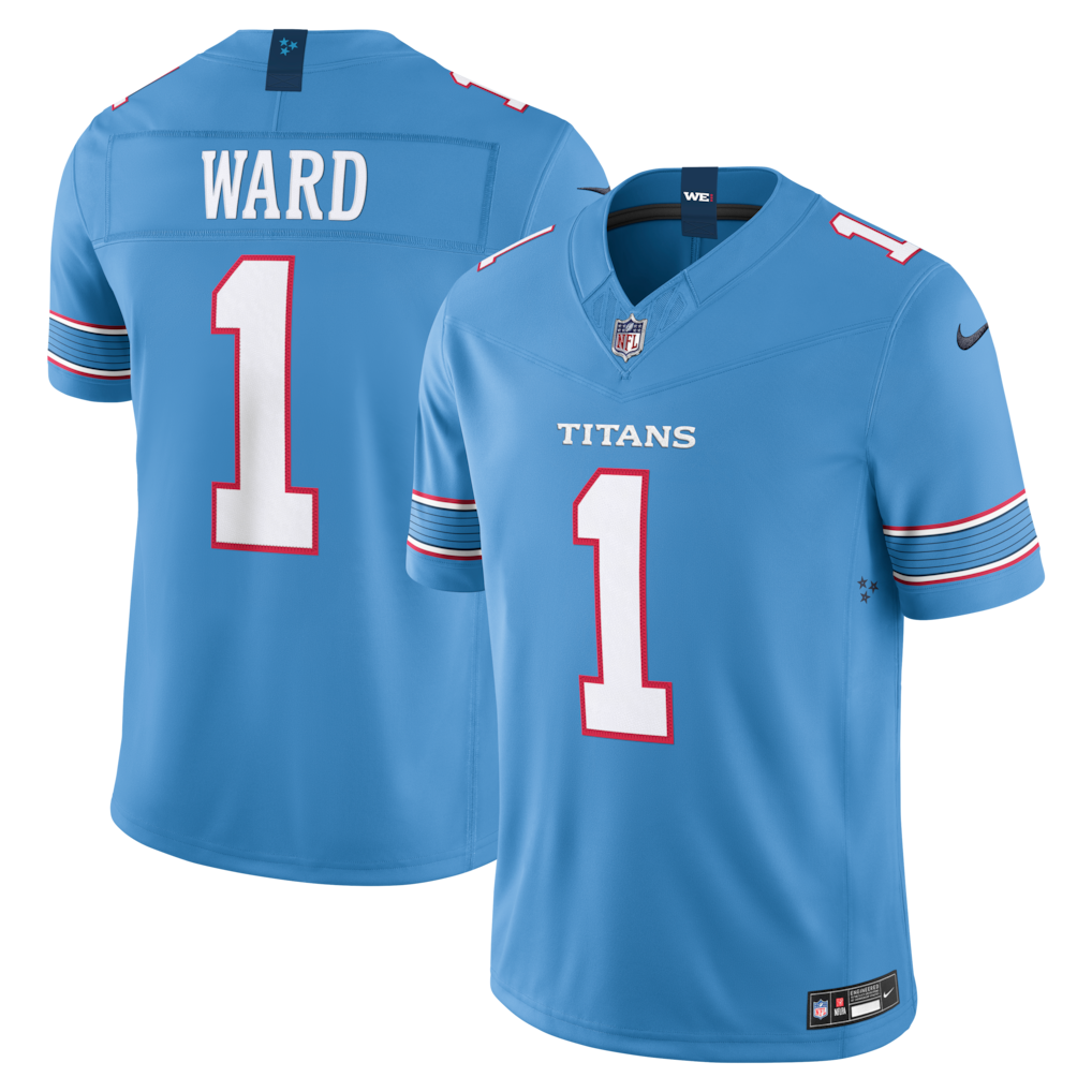 Camiseta de edición limitada Nike Team Vapor F.U.S.E. de Cameron Ward de los Tennessee Titans - Azul claro