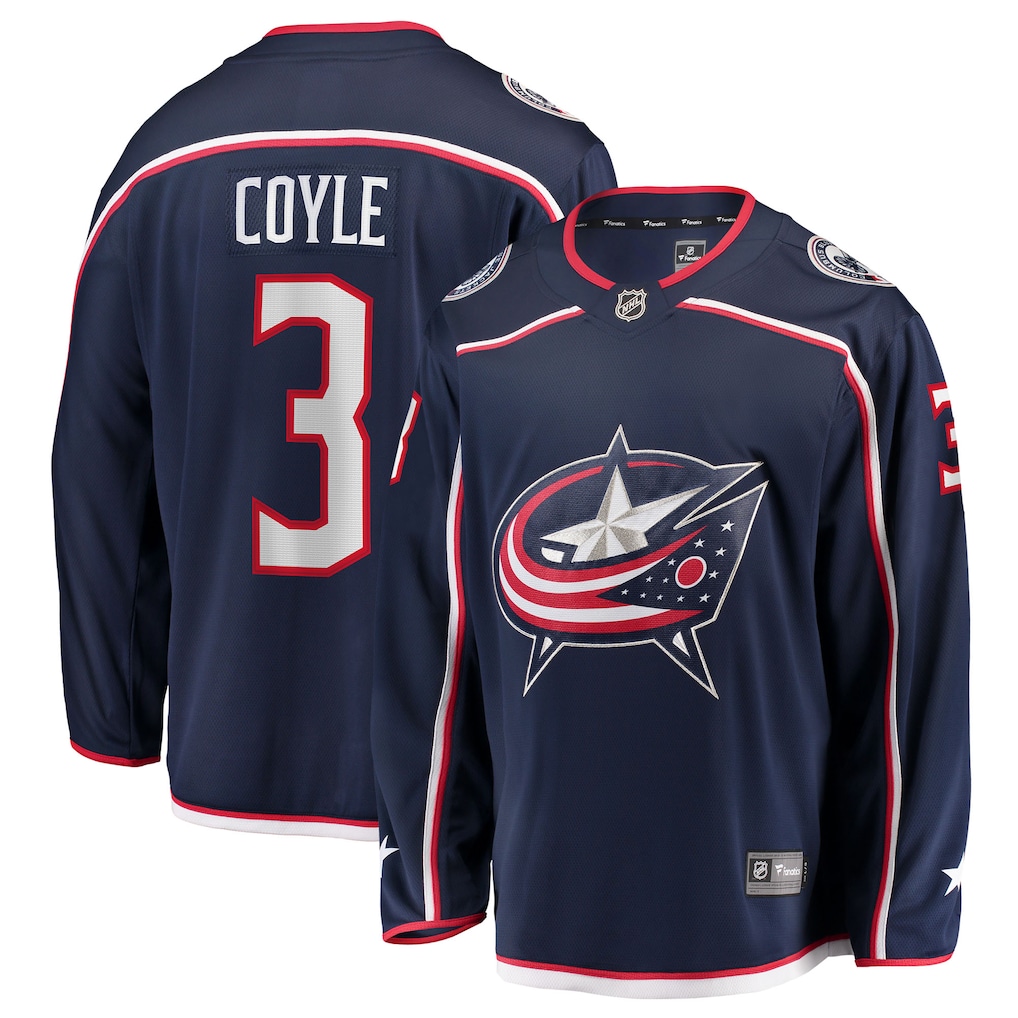 Camiseta de local de Charlie Coyle de los Columbus Blue Jackets Fanatics Breakaway - Azul marino