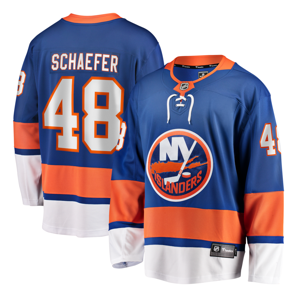 Camiseta de jugador local de Matthew Schaefer, New York Islanders Fanatics Breakaway - Real