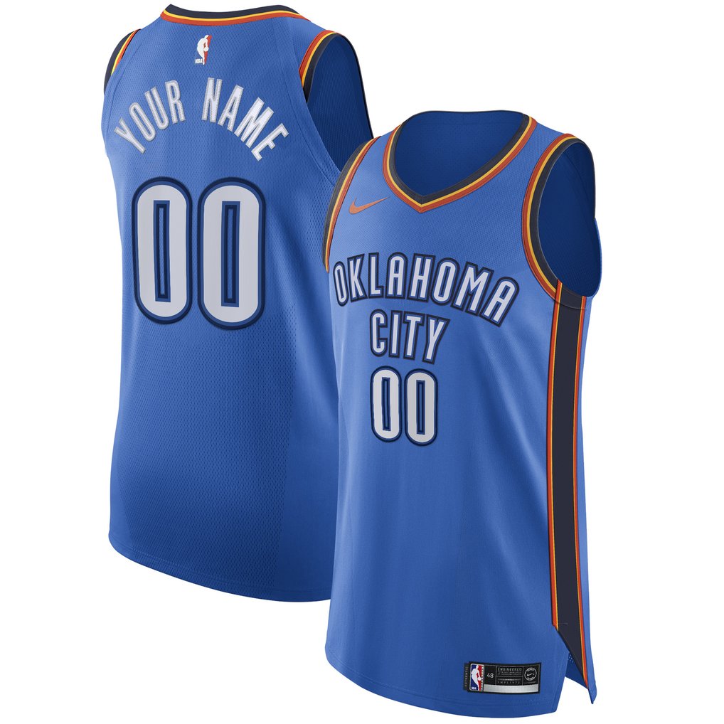 Oklahoma City Thunder Nike Authentic Custom Jersey Blue