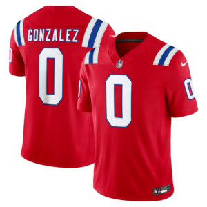 Camiseta alternativa Nike Vapor F.U.S.E. de edición limitada de Christian Gonzalez de los New England Patriots - Roja