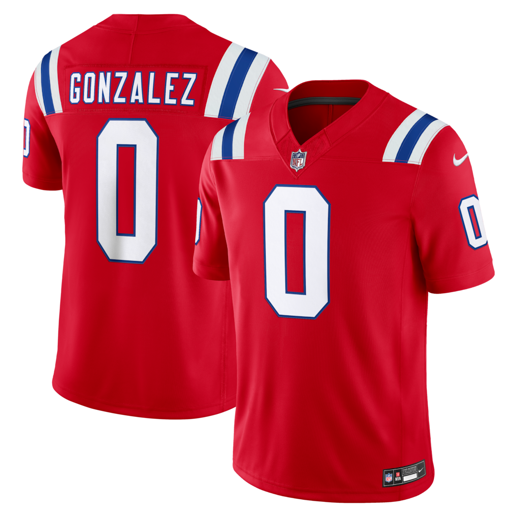 Camiseta alternativa Nike Vapor F.U.S.E. de edición limitada de Christian Gonzalez de los New England Patriots - Roja
