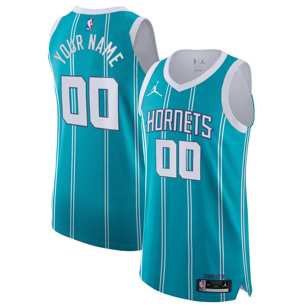 Charlotte Hornets Jordan Brand 2020/21 Authentic Custom Jersey Teal