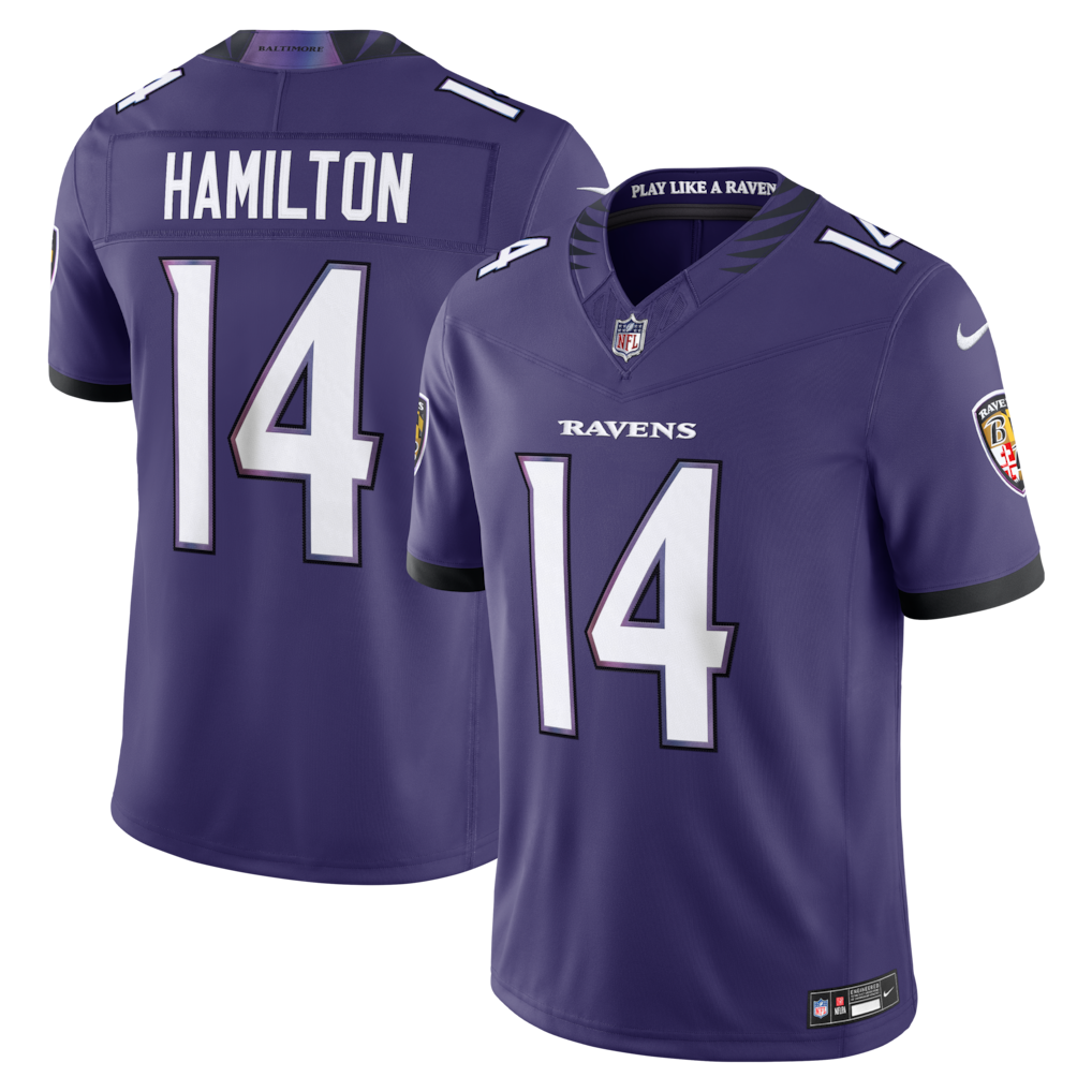 Camiseta de edición limitada Nike Team Vapor F.U.S.E. de Kyle Hamilton de los Baltimore Ravens - Morada