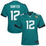 Camiseta Nike juvenil de Travis Hunter Jacksonville Jaguars - Verde azulado