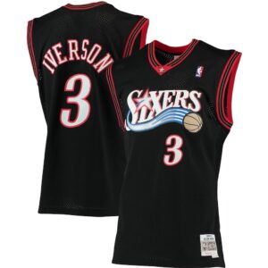 Camiseta de alero de Allen Iverson Philadelphia 76ers Mitchell & Ness 2000/01 Big & Tall Hardwood Classics - Negro