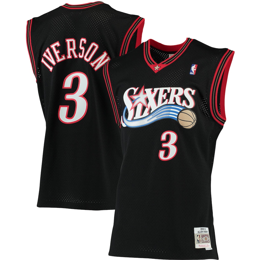 Camiseta de alero de Allen Iverson Philadelphia 76ers Mitchell & Ness 2000/01 Big & Tall Hardwood Classics - Negro