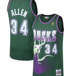 Ray Allen Milwaukee Bucks Mitchell Ness Green 1996-97 Hardwood Classics Jersey