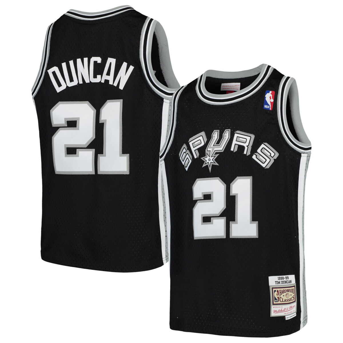 Tim Duncan San Antonio Spurs Mitchell Ness Black 1998-99 Hardwood Classics Jersey