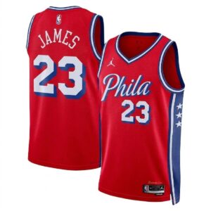 LeBron James Philadelphia 76ers Jordan Red Youth Swingman Jersey - Statement Edition