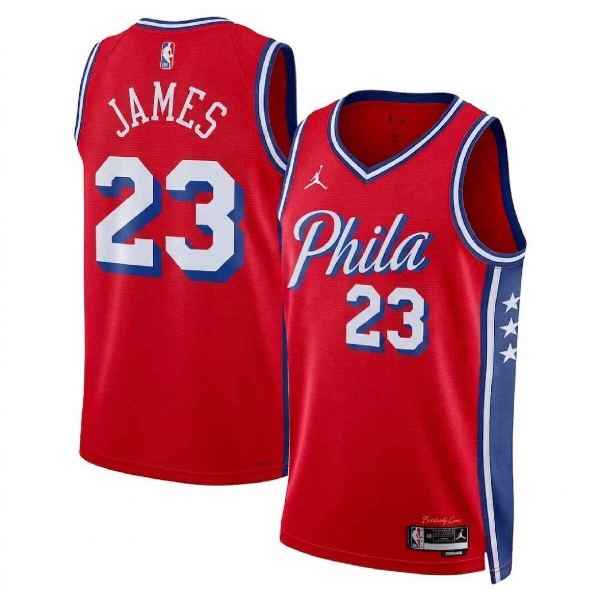 LeBron James Philadelphia 76ers Jordan Red Youth Swingman Jersey - Statement Edition